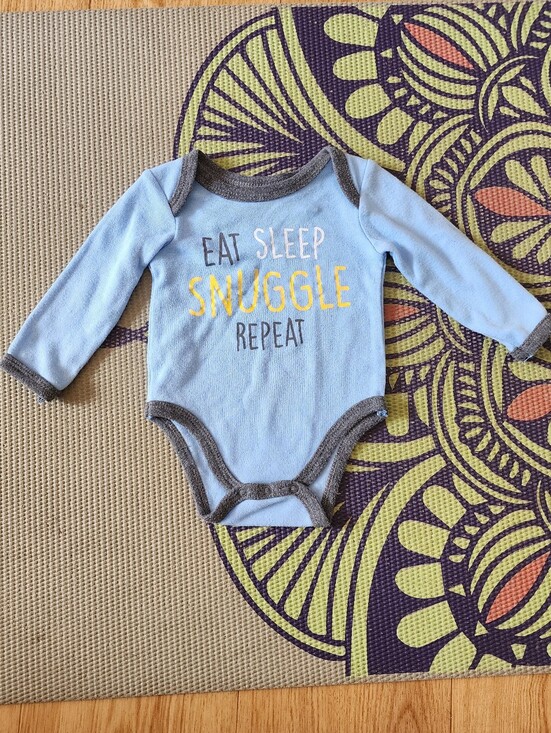 Swiggles Other - Swiggles Light Blue Long-Sleeve Bodysuit with Gray Trim
